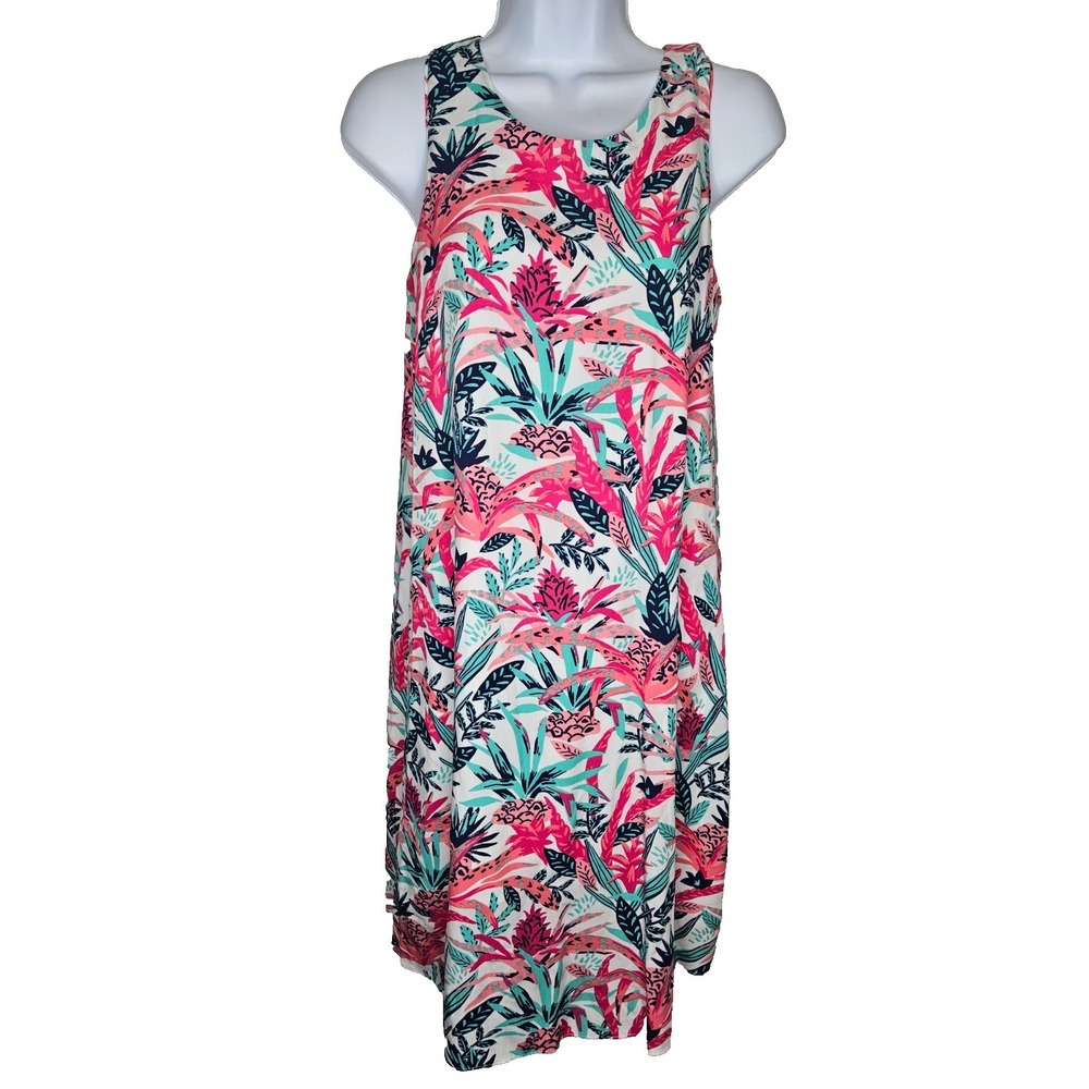 Hatley XS Tropical Floral Pineapple Shift Dress Sleeveless Resort Coastal Preppy